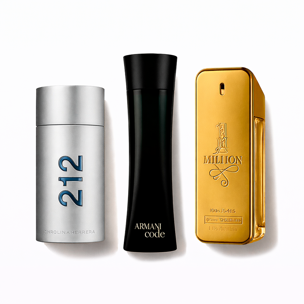Combo de 3 perfumes 212 Men NYC, Paco Rabanne One Milion, Armani Code Homme 100ml